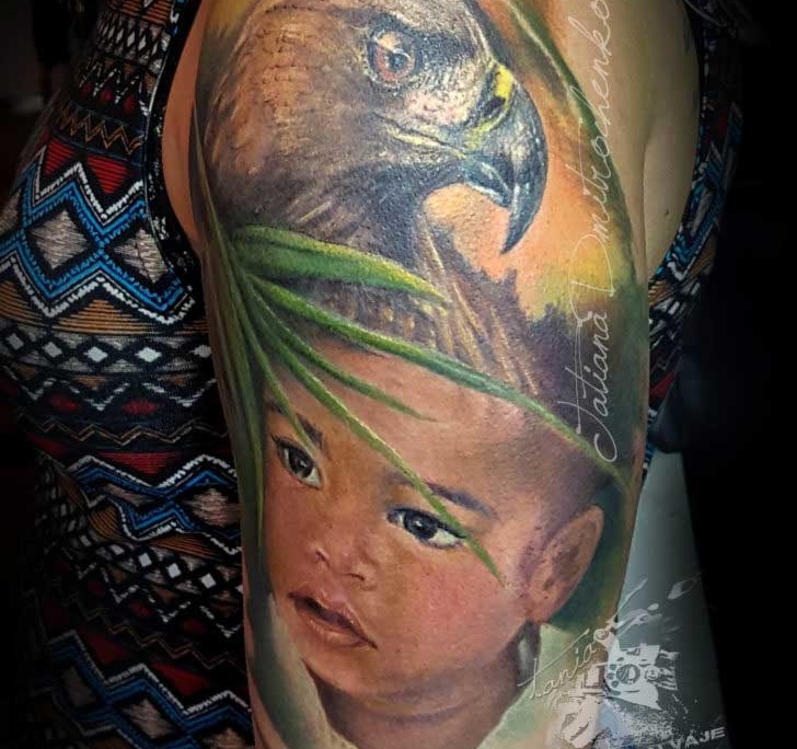 Tattoo tatuaje retrato portrait color colour realistic realista aguila valencia