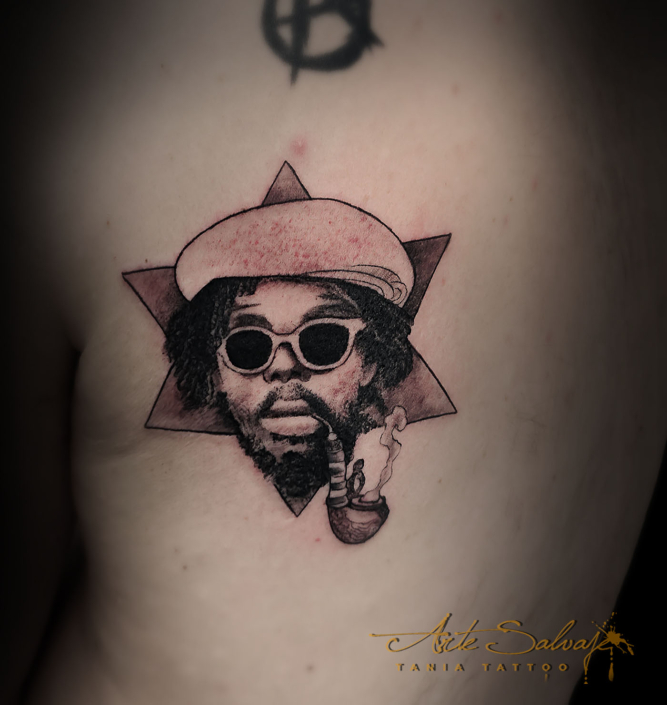tattoo tatuaje retrato de famoso cantante reggae bob marley